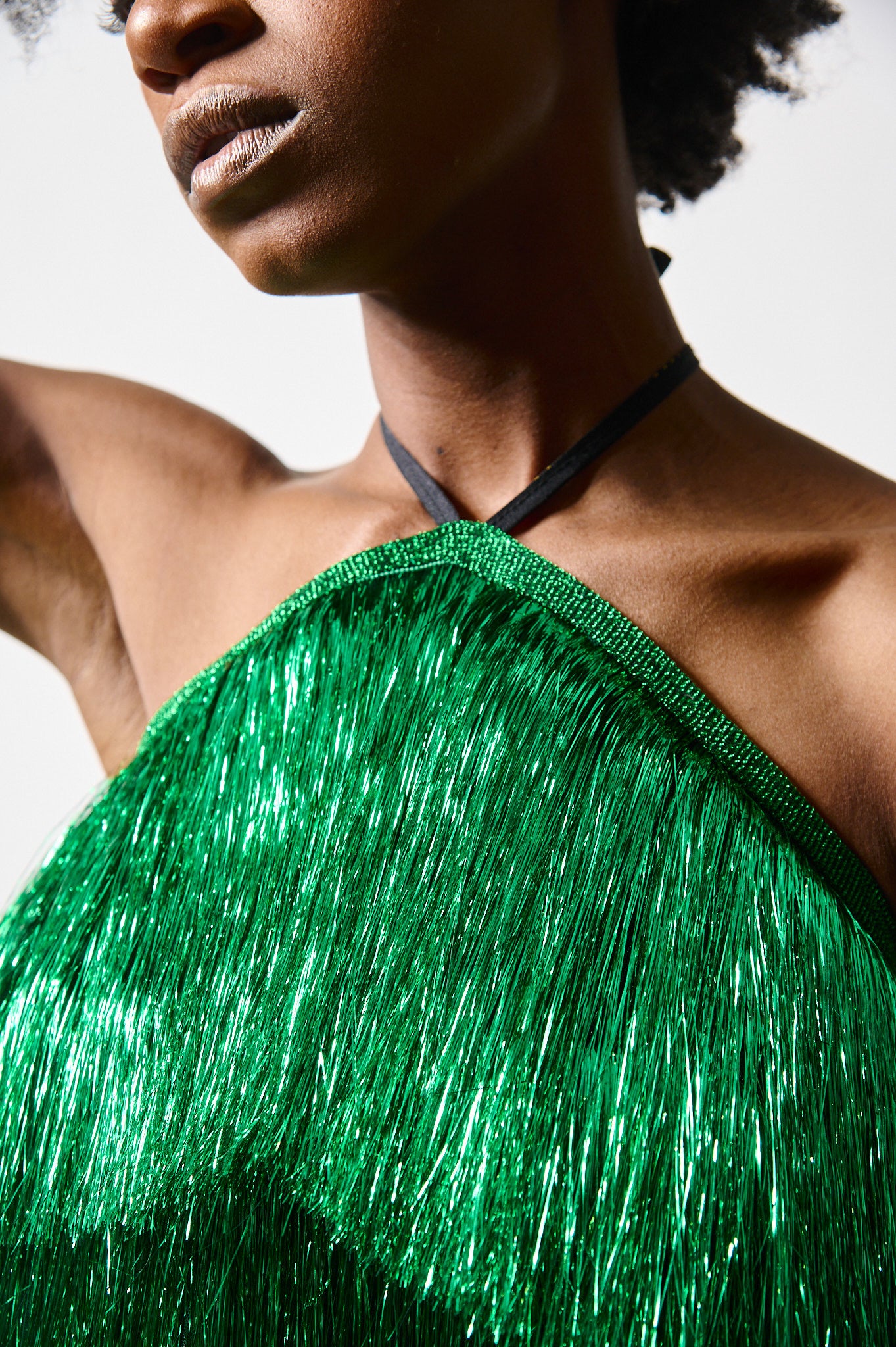 Green Tinsel Dream Mini Dress